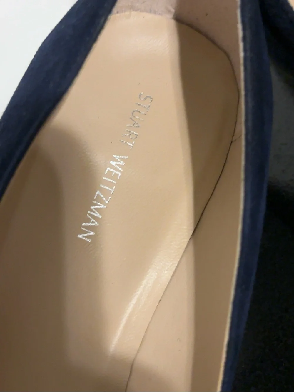 Stuart Weitzman Gabby 45 Mary Jane Pumps Navy Blue Suede Women’s 8.5